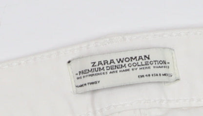 Zara Woman White Slim Fit Ankle Zip Jeans Size 14