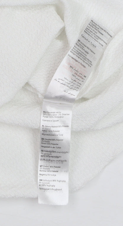 New Look Women's White Cropped Blouse Size 8 Puff Sleeve