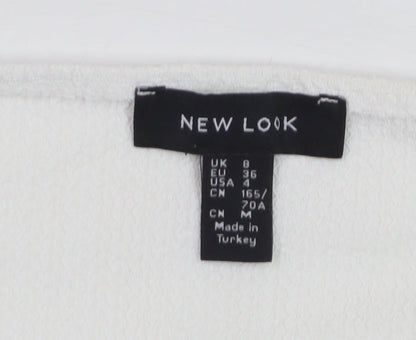 New Look Women's White Cropped Blouse Size 8 Puff Sleeve