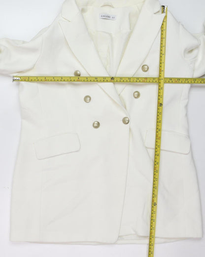 Gallery Women White Double-Breasted Blazer Jacket UK 12 Classic Fit