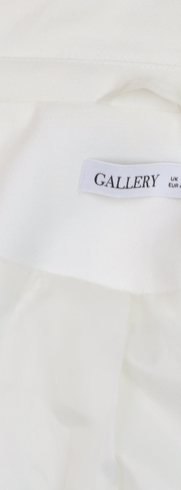 Gallery Women White Double-Breasted Blazer Jacket UK 12 Classic Fit