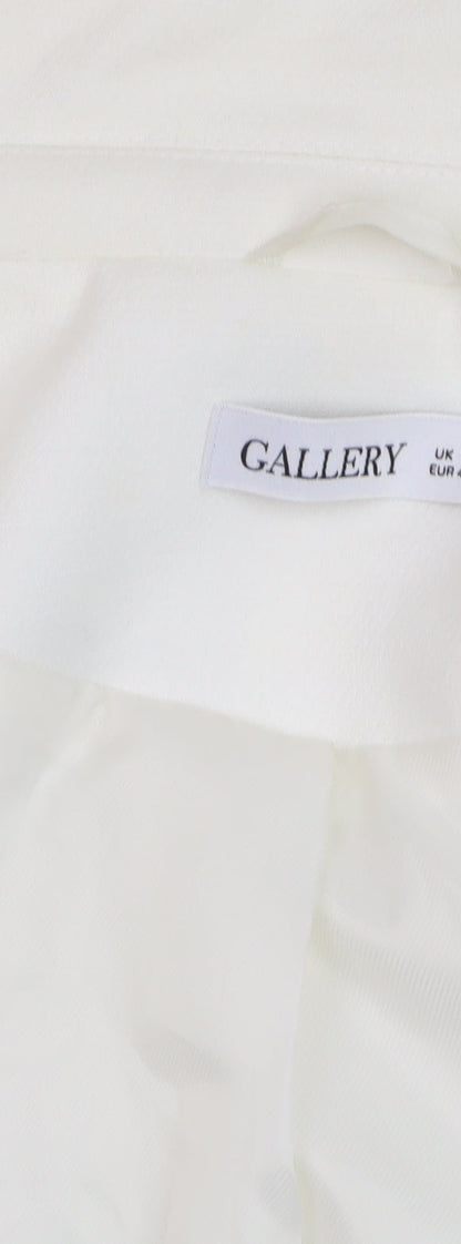 Gallery Women White Double-Breasted Blazer Jacket UK 12 Classic Fit