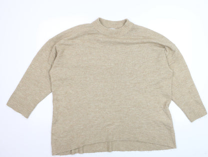 ONLY Women's Beige XL Mock Neck Knit Pullover Jumper