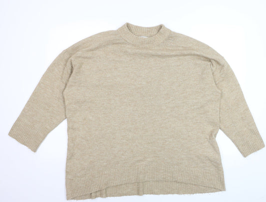 ONLY Women's Beige XL Mock Neck Knit Pullover Jumper