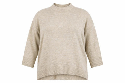 ONLY Women's Beige XL Mock Neck Knit Pullover Jumper