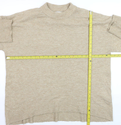 ONLY Women's Beige XL Mock Neck Knit Pullover Jumper