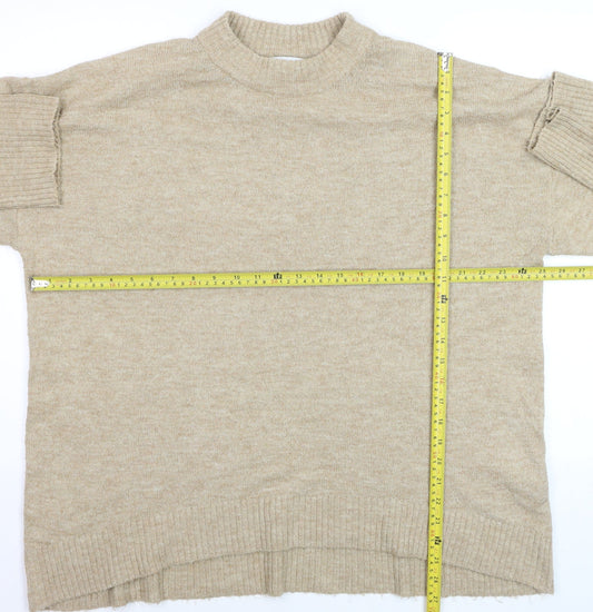 ONLY Women's Beige XL Mock Neck Knit Pullover Jumper