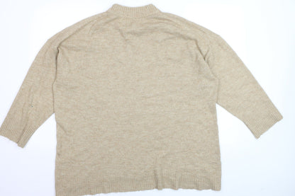 ONLY Women's Beige XL Mock Neck Knit Pullover Jumper