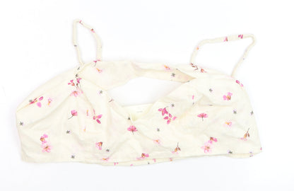 H&M Women’s Ivory Floral Linen Blend Camisole Top Size L