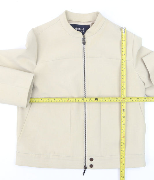 Armani Jeans Women’s Beige Short Twill Zip Jacket Size 16