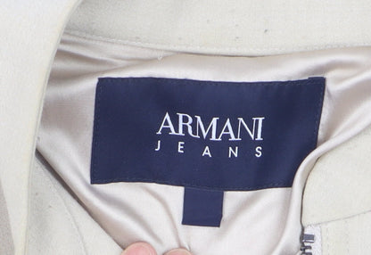 Armani Jeans Women’s Beige Short Twill Zip Jacket Size 16