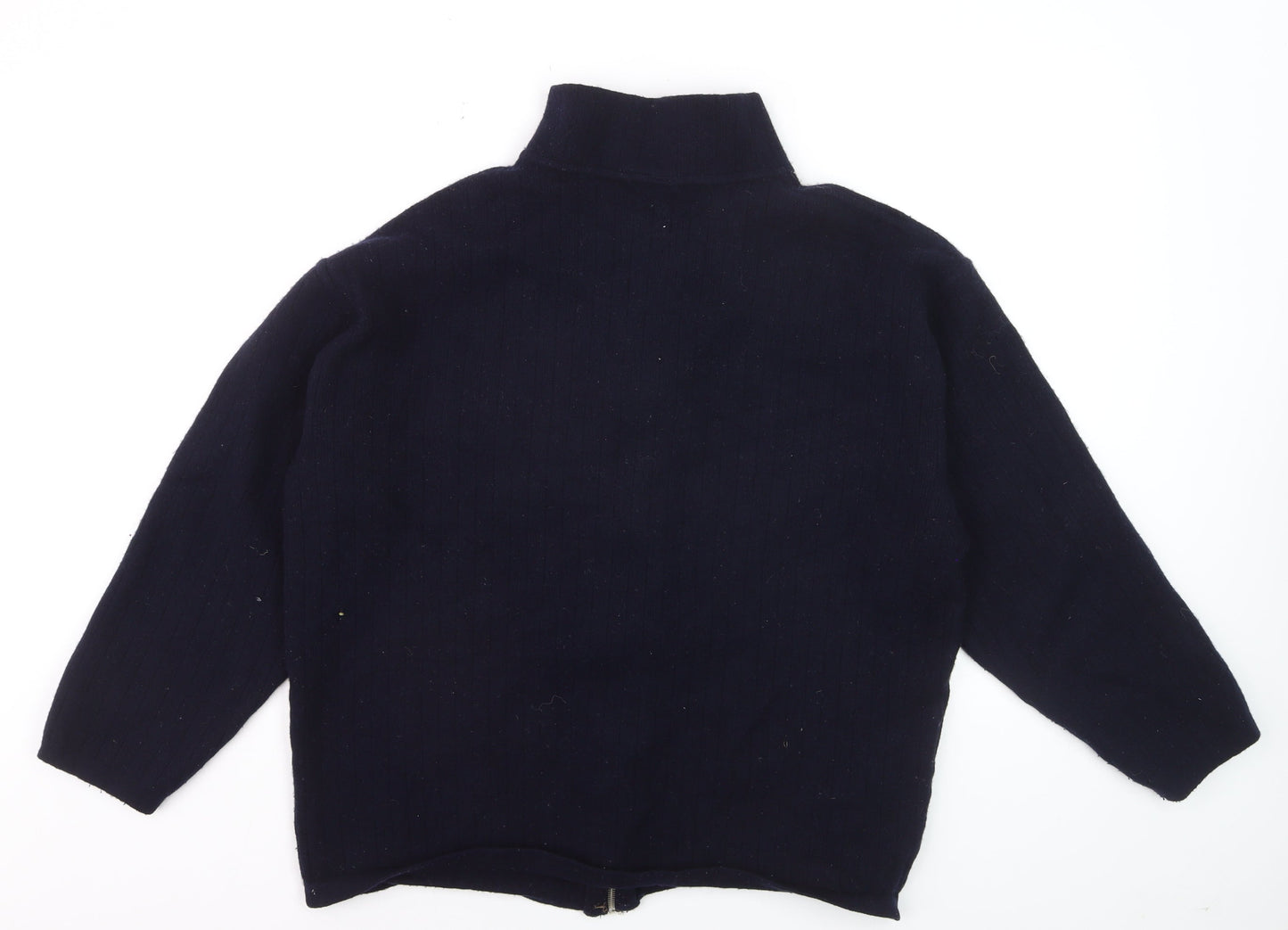 Lacoste Men's Blue Wool Full Zip Jumper 2XL High Neck Classic Knit