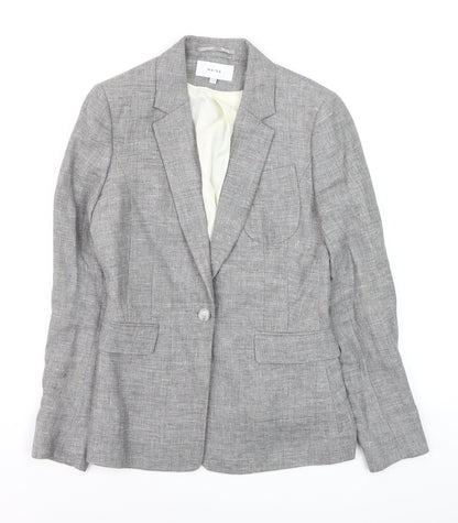 Reiss Women Grey Wool Blend Slim Fit One-Button Blazer UK 10