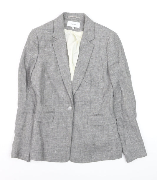 Reiss Women Grey Wool Blend Slim Fit One-Button Blazer UK 10