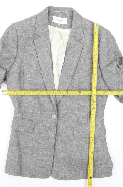 Reiss Women Grey Wool Blend Slim Fit One-Button Blazer UK 10