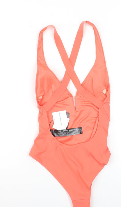 Zara Women Orange One Piece Swimsuit XS Polyamide Elastane