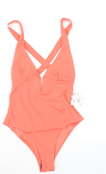 Zara Women Orange One Piece Swimsuit XS Polyamide Elastane