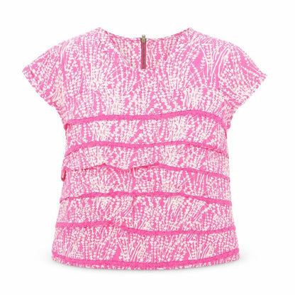 Monsoon Women's Pink Floral Ruffle Tunic Blouse Size 12