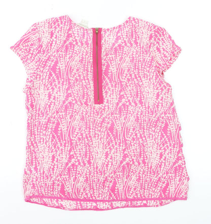 Monsoon Women's Pink Floral Ruffle Tunic Blouse Size 12