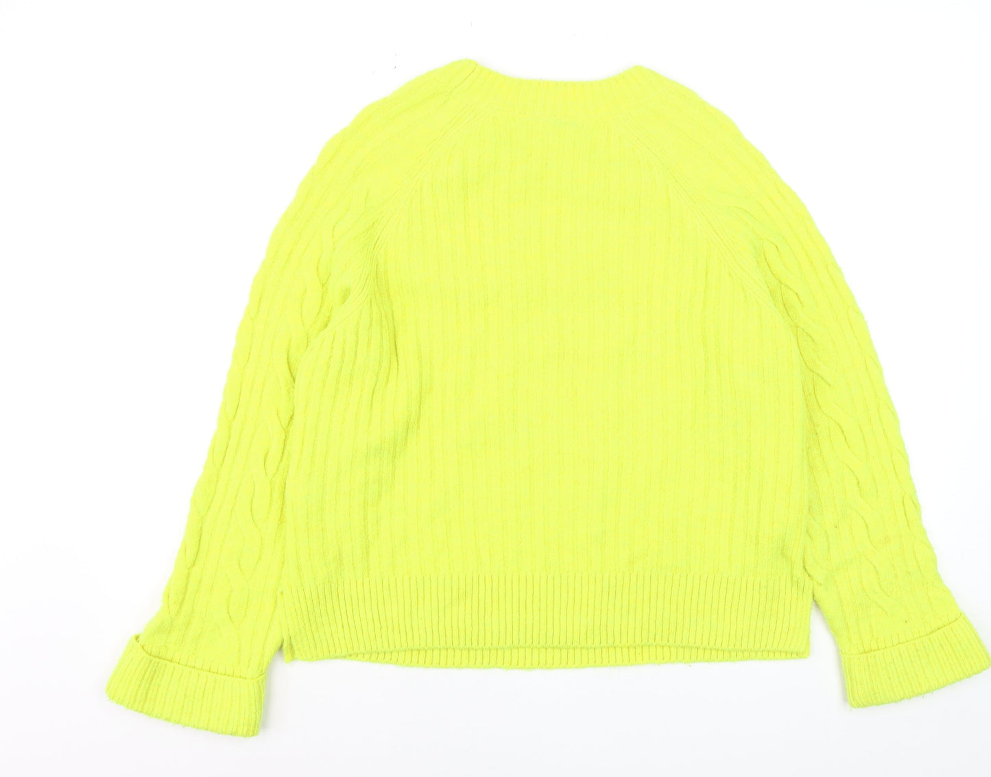 Next Womens Yellow Cable Knit Button Pullover Jumper Size S
