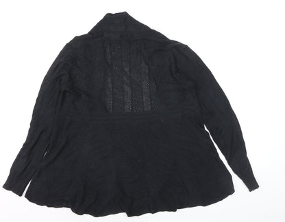 New Look Women Black Knit Open Cardigan Small V-Neck Long Sleeve