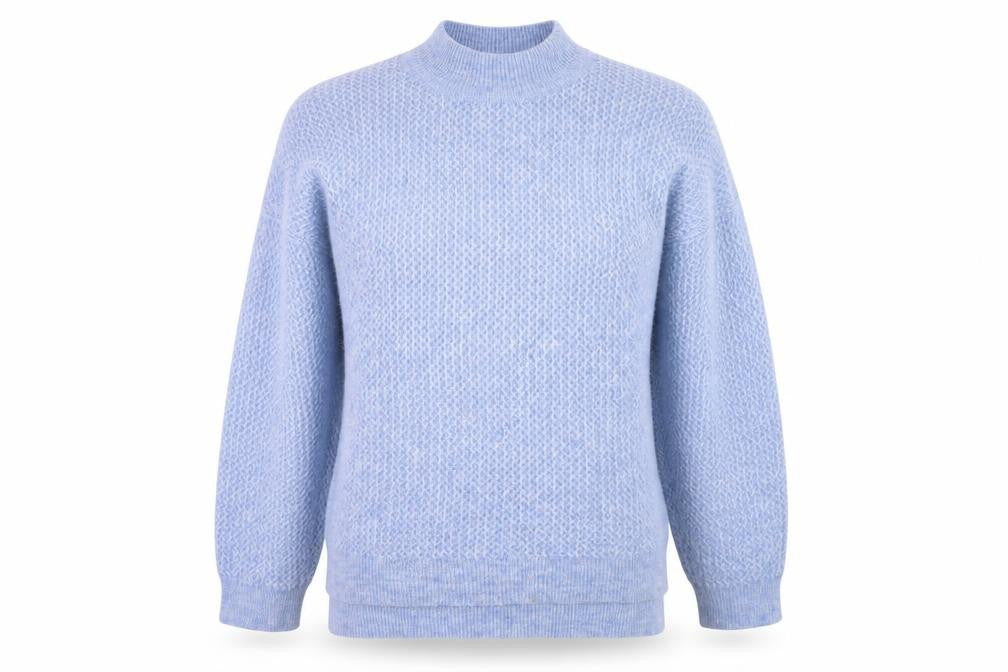 New Look Women Blue Mock Neck Long Sleeve Pullover Jumper Size M