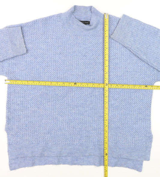 New Look Women Blue Mock Neck Long Sleeve Pullover Jumper Size M