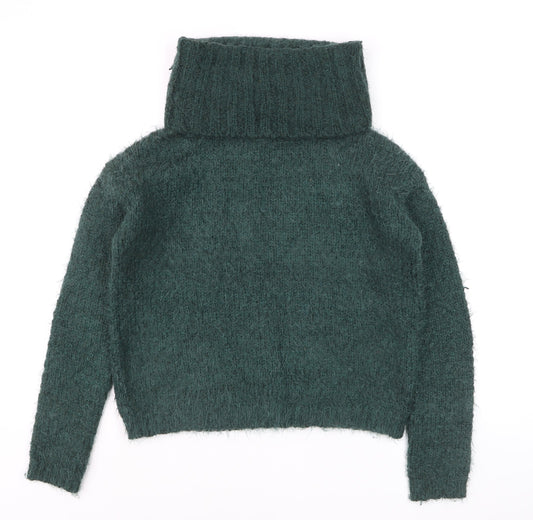 Next Women Green Roll Neck Chunky Knit Winter Jumper Size 8
