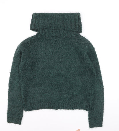 Next Women Green Roll Neck Chunky Knit Winter Jumper Size 8