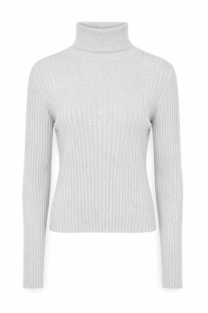 Bershka Women Grey Roll Neck Ribbed Knit Jumper Size 12