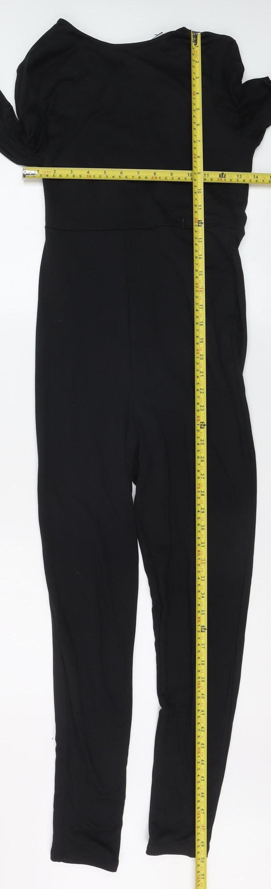 ASOS DESIGN Women Black Jumpsuit UK 12 Long Sleeve Slim Fit