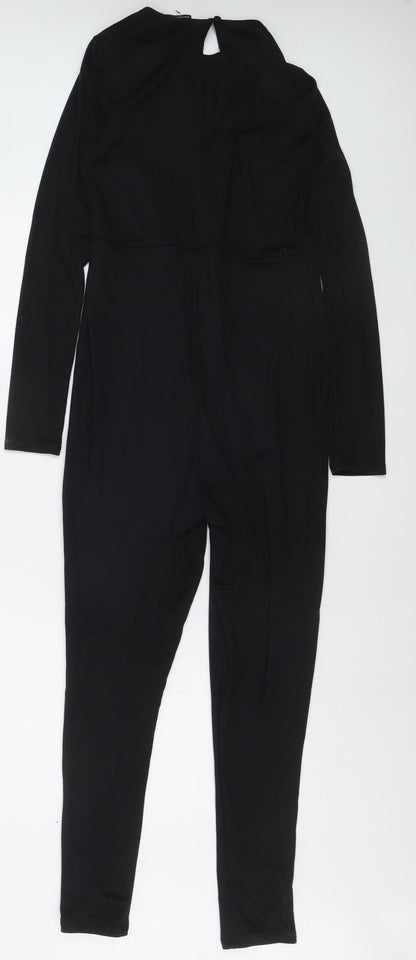 ASOS DESIGN Women Black Jumpsuit UK 12 Long Sleeve Slim Fit