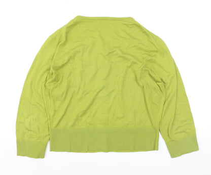 Hobbs Women Green Cotton Knit Button Cardigan Size L