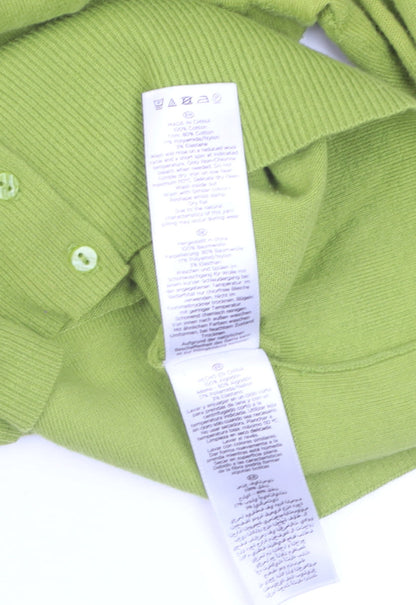 Hobbs Women Green Cotton Knit Button Cardigan Size L