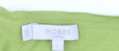 Hobbs Women Green Cotton Knit Button Cardigan Size L