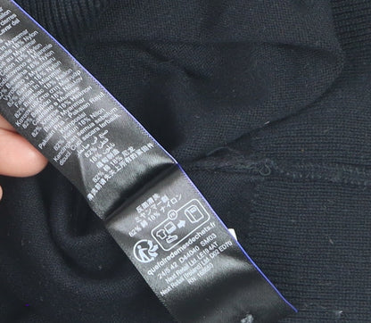 Next Men Black Cotton Collared Henley Jumper L Long Sleeve