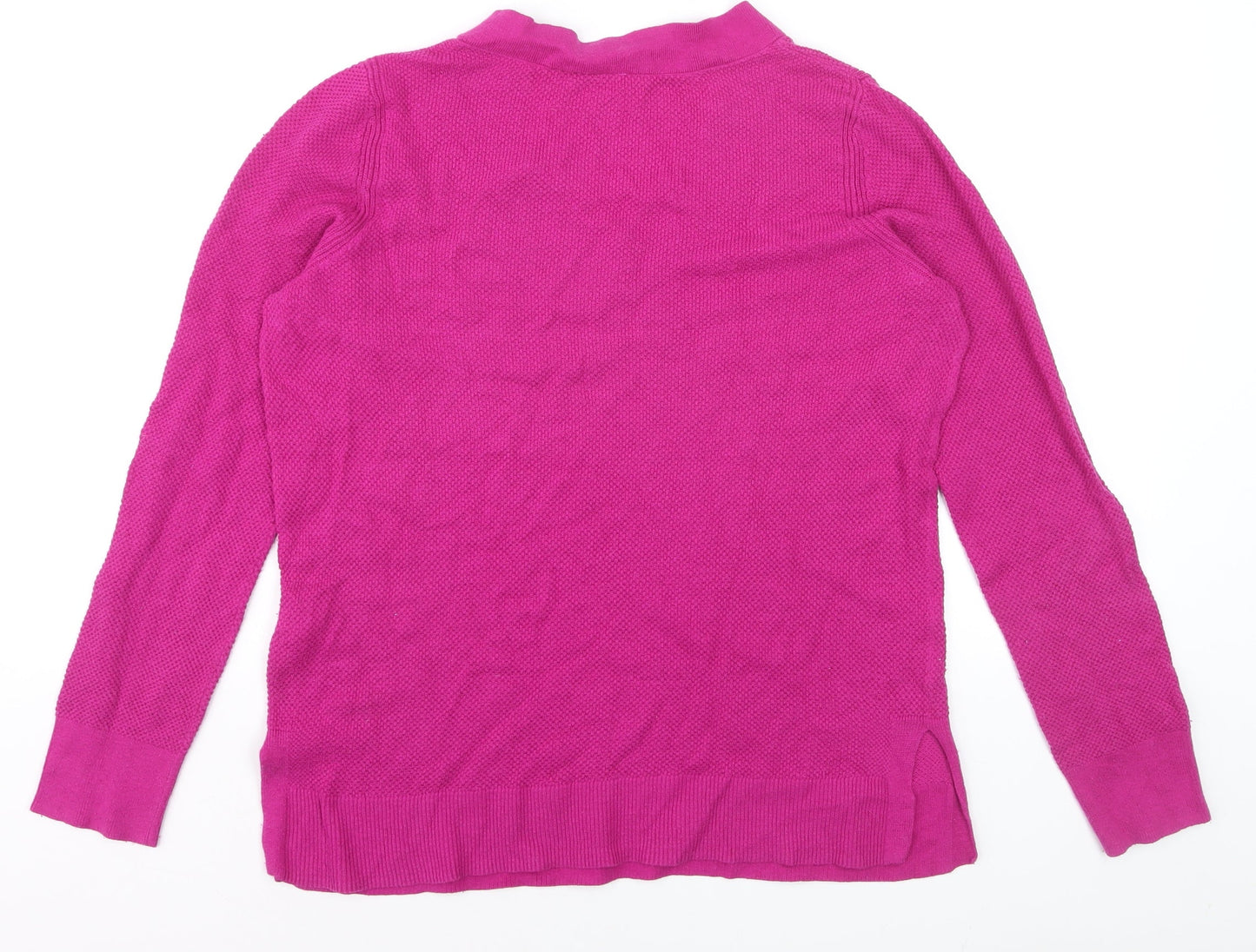 GAP Womens Pink V-Neck Long Sleeve Cotton Knit Jumper Size L