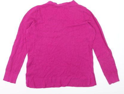 GAP Womens Pink V-Neck Long Sleeve Cotton Knit Jumper Size L