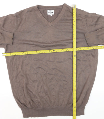 Umbro Men’s Brown V-Neck Cotton Pullover Jumper Size M