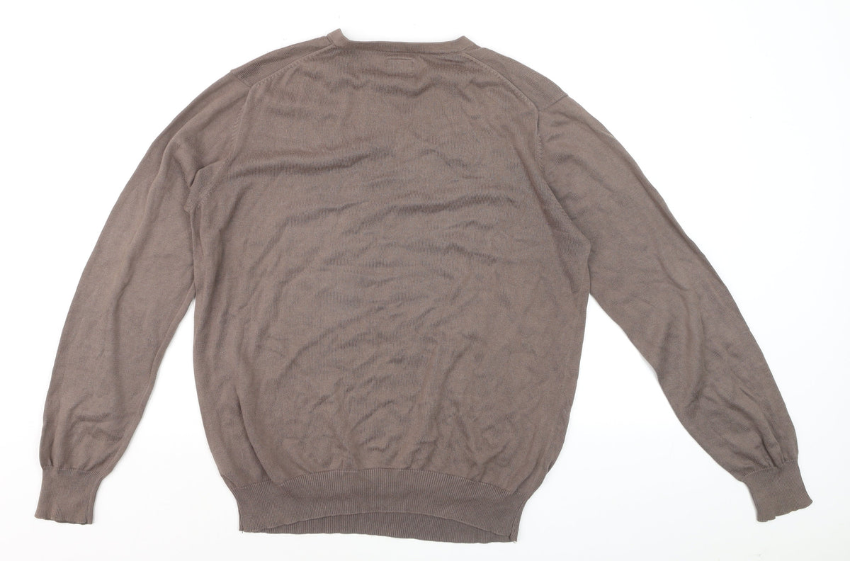 Umbro Men’s Brown V-Neck Cotton Pullover Jumper Size M