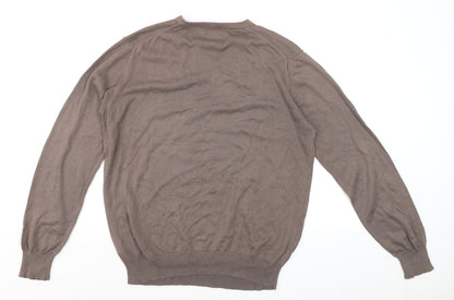 Umbro Men’s Brown V-Neck Cotton Pullover Jumper Size M