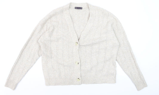 Marks and Spencer Womens Beige Knit V-Neck Cardigan Size L
