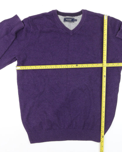 Maine New England Men's Purple Cotton V-Neck Jumper Size M
