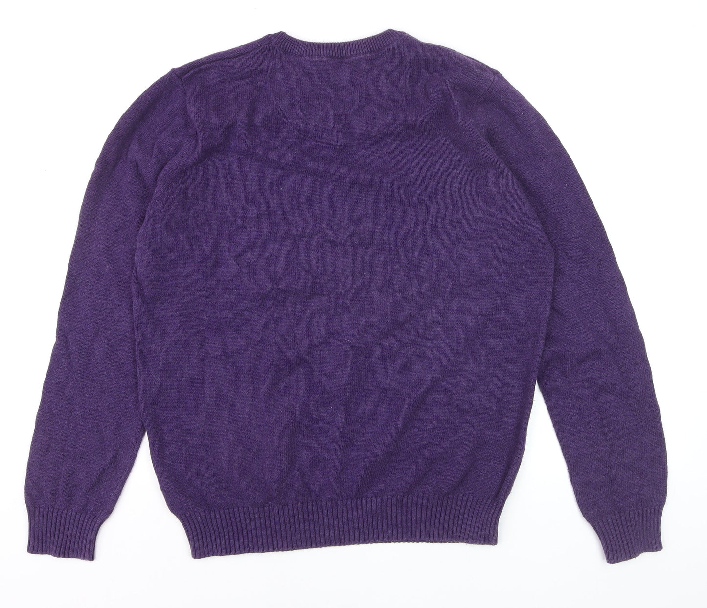 Maine New England Men's Purple Cotton V-Neck Jumper Size M