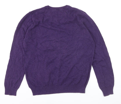 Maine New England Men's Purple Cotton V-Neck Jumper Size M