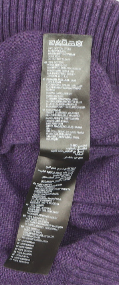 Maine New England Men's Purple Cotton V-Neck Jumper Size M