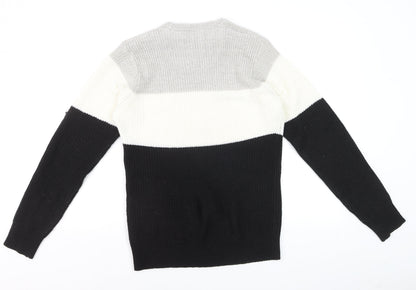 Brave Soul Men's Multicoloured Chunky Knit Crew Neck Jumper Size M