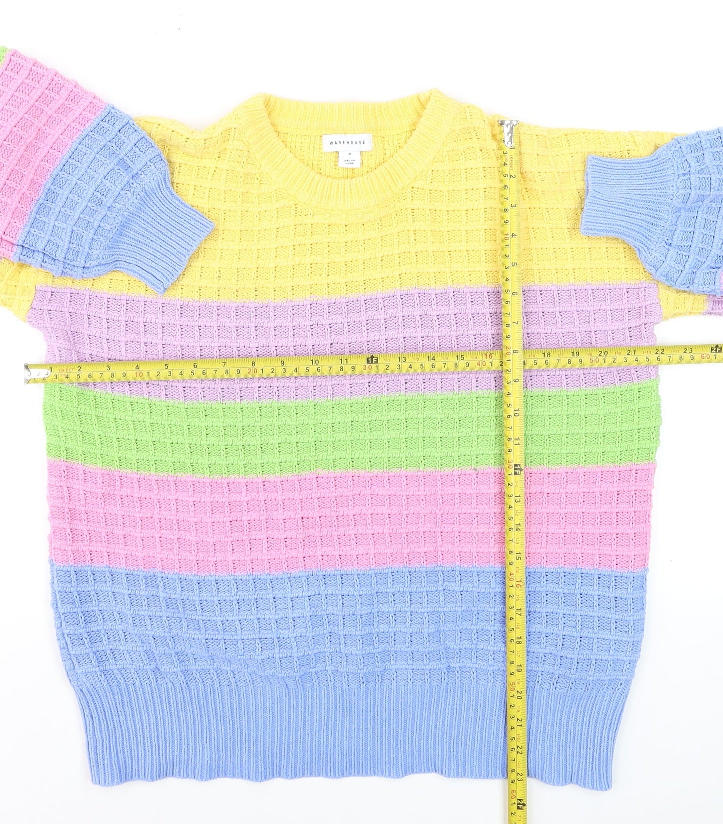 Warehouse Women’s Multicoloured Waffle-Knit Jumper Medium