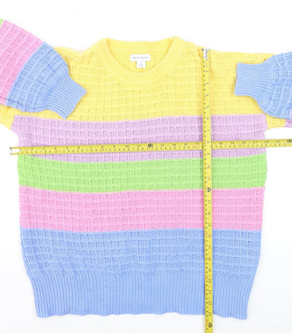 Warehouse Women’s Multicoloured Waffle-Knit Jumper Medium
