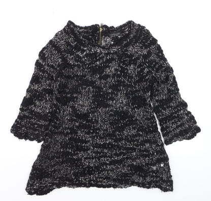 Topshop Women's Black Chunky-Knit Pullover Jumper UK 8